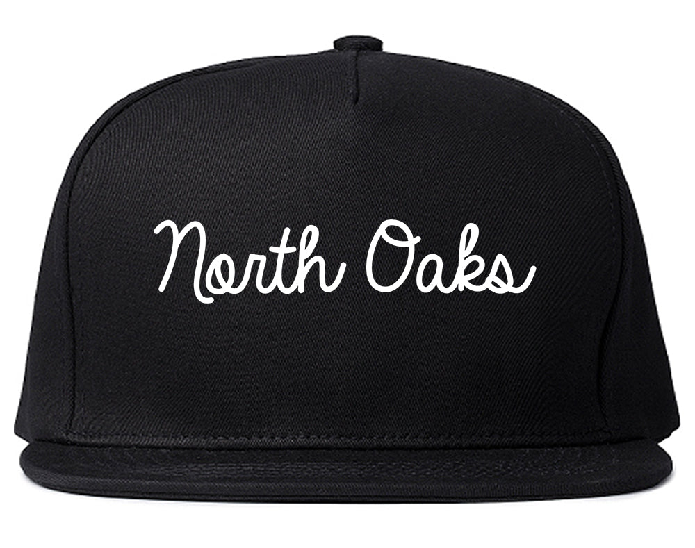 North Oaks Minnesota MN Script Mens Snapback Hat Black