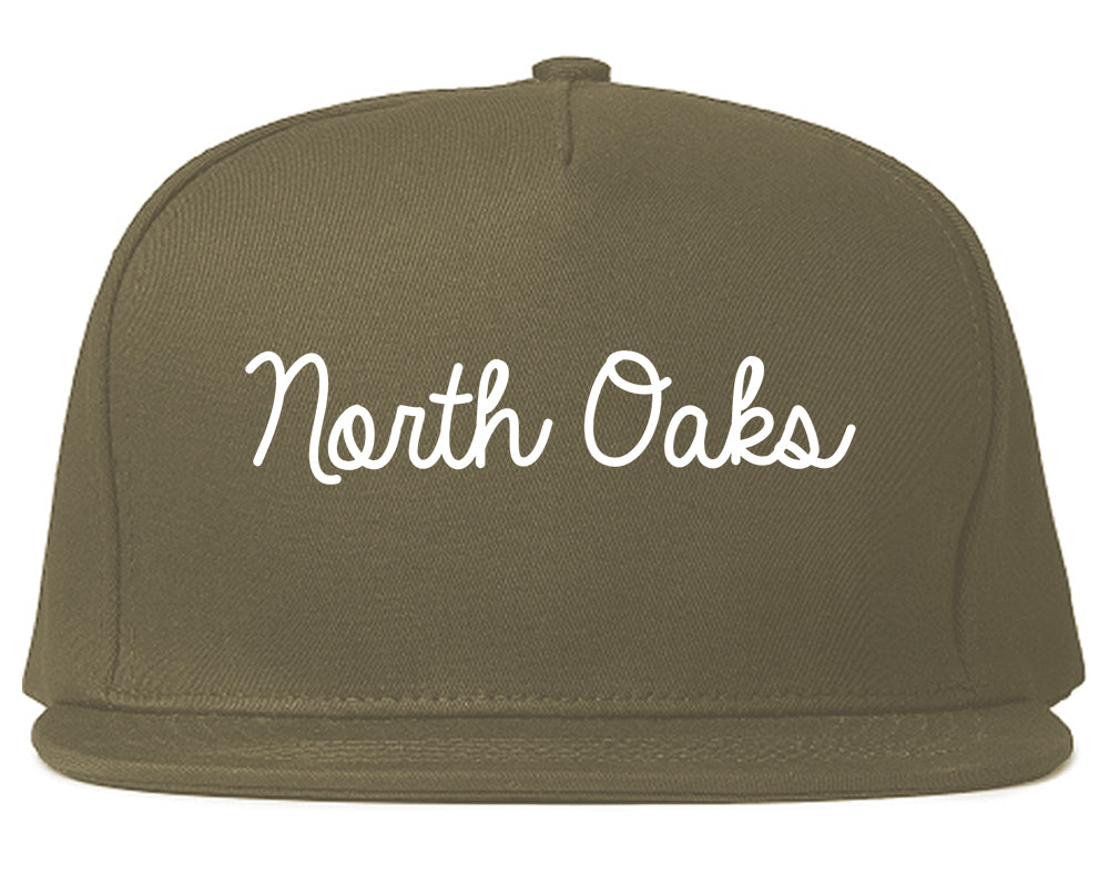 North Oaks Minnesota MN Script Mens Snapback Hat Grey