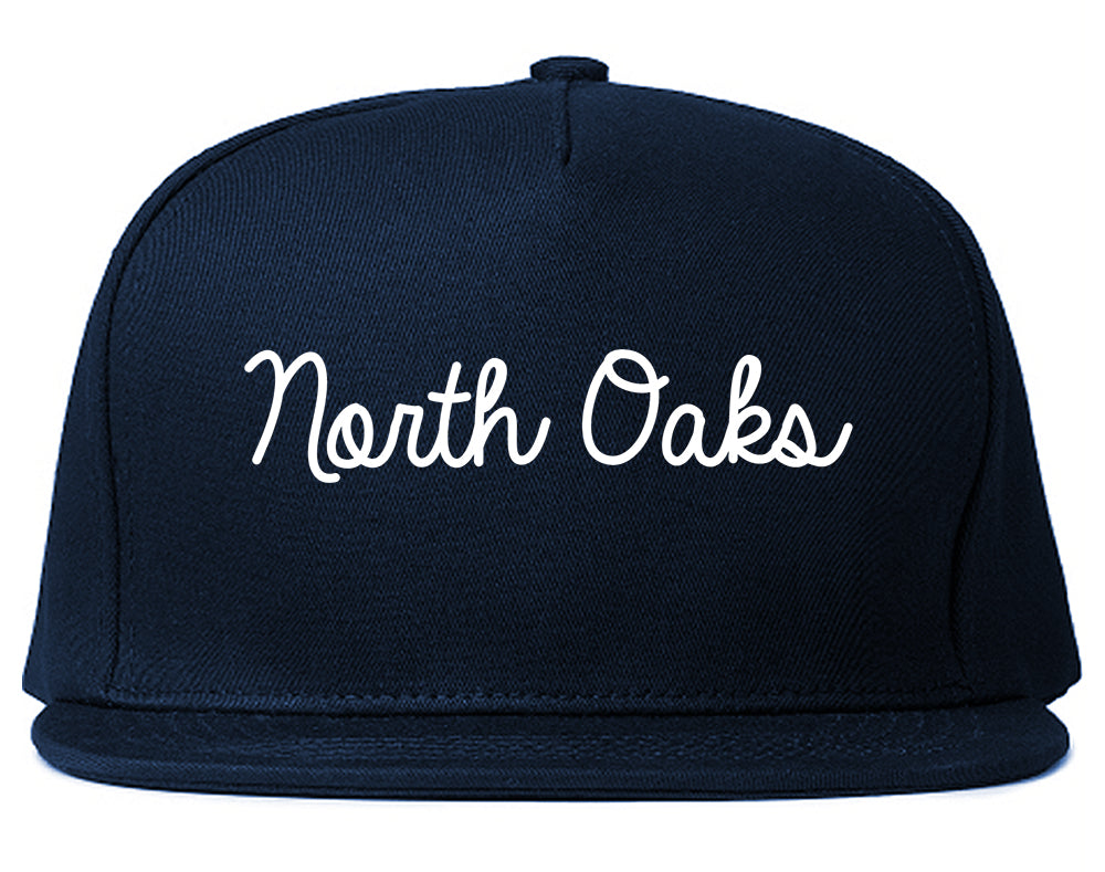 North Oaks Minnesota MN Script Mens Snapback Hat Navy Blue