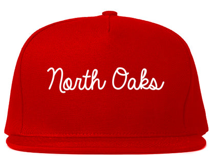 North Oaks Minnesota MN Script Mens Snapback Hat Red