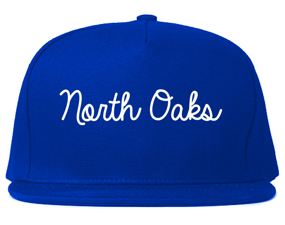 North Oaks Minnesota MN Script Mens Snapback Hat Royal Blue