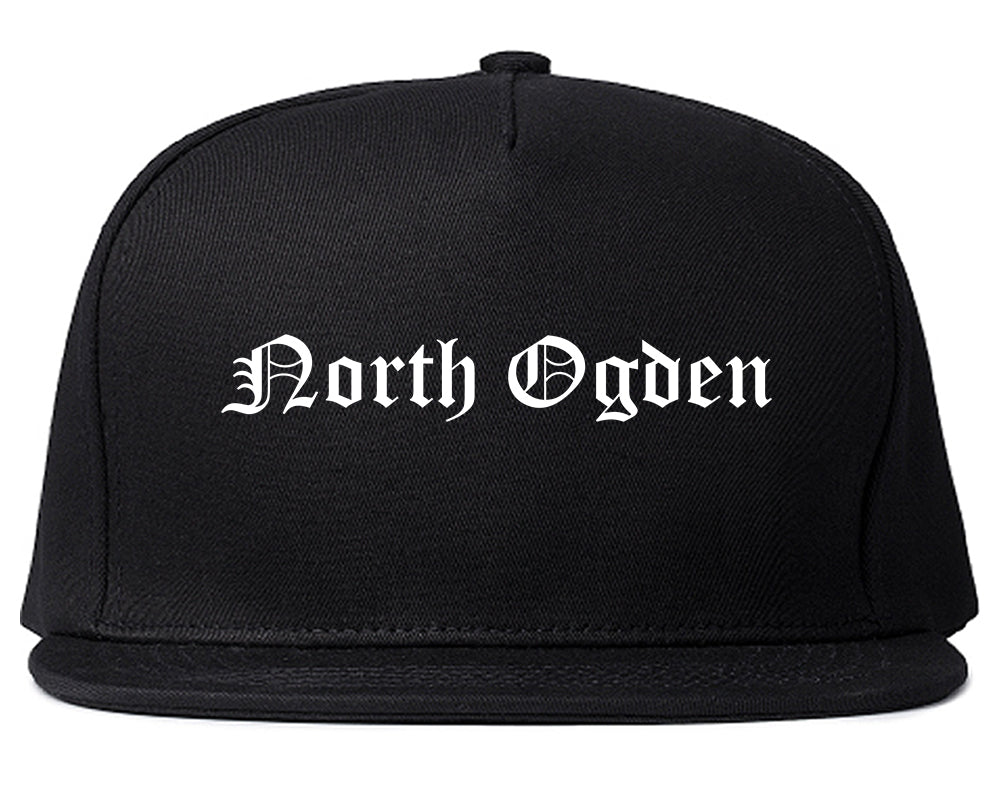North Ogden Utah UT Old English Mens Snapback Hat Black