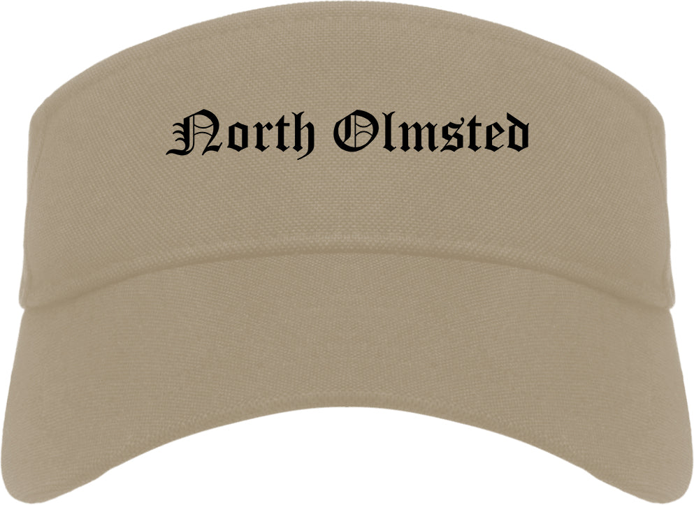 North Olmsted Ohio OH Old English Mens Visor Cap Hat Khaki
