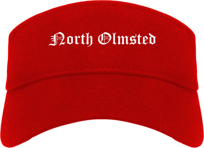 North Olmsted Ohio OH Old English Mens Visor Cap Hat Red