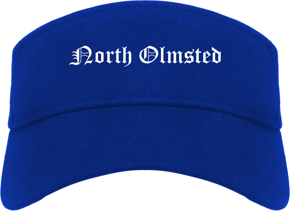 North Olmsted Ohio OH Old English Mens Visor Cap Hat Royal Blue