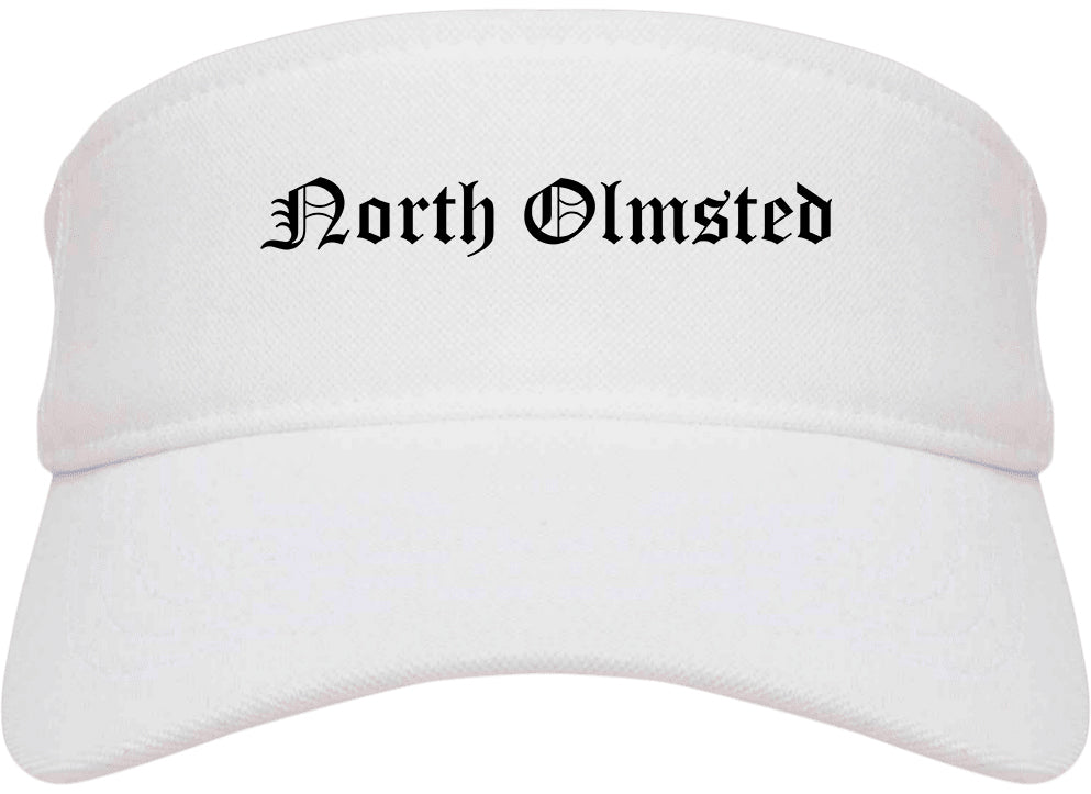 North Olmsted Ohio OH Old English Mens Visor Cap Hat White