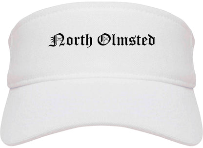 North Olmsted Ohio OH Old English Mens Visor Cap Hat White