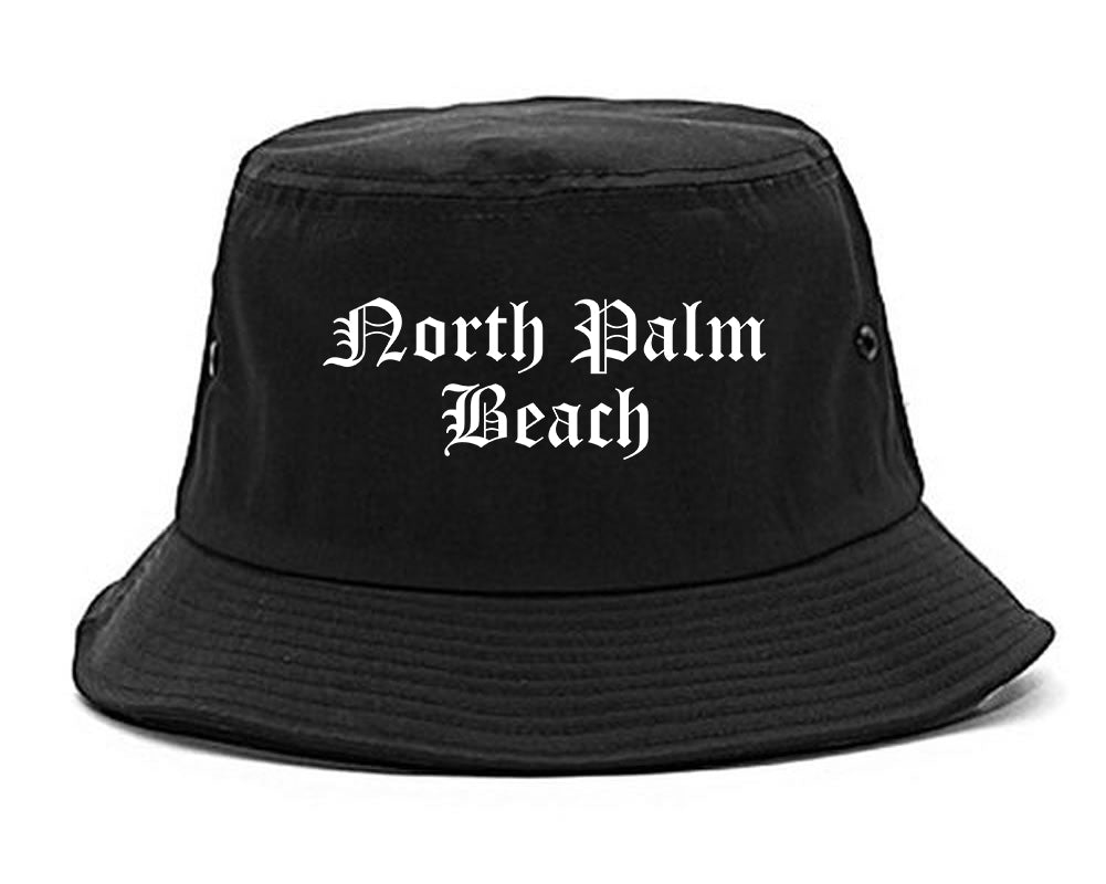 North Palm Beach Florida FL Old English Mens Bucket Hat Black