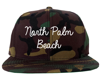 North Palm Beach Florida FL Script Mens Snapback Hat Army Camo