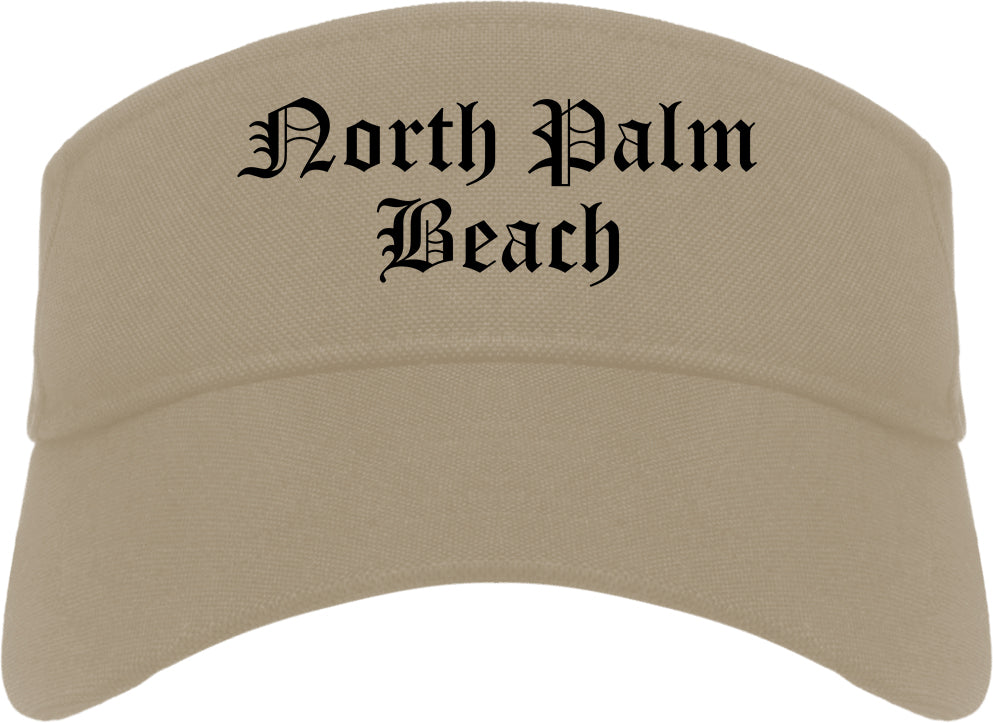 North Palm Beach Florida FL Old English Mens Visor Cap Hat Khaki