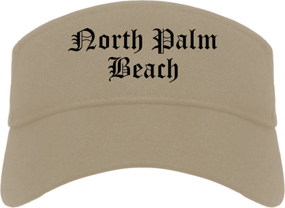 North Palm Beach Florida FL Old English Mens Visor Cap Hat Khaki