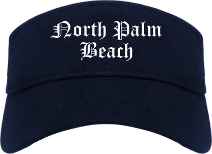 North Palm Beach Florida FL Old English Mens Visor Cap Hat Navy Blue