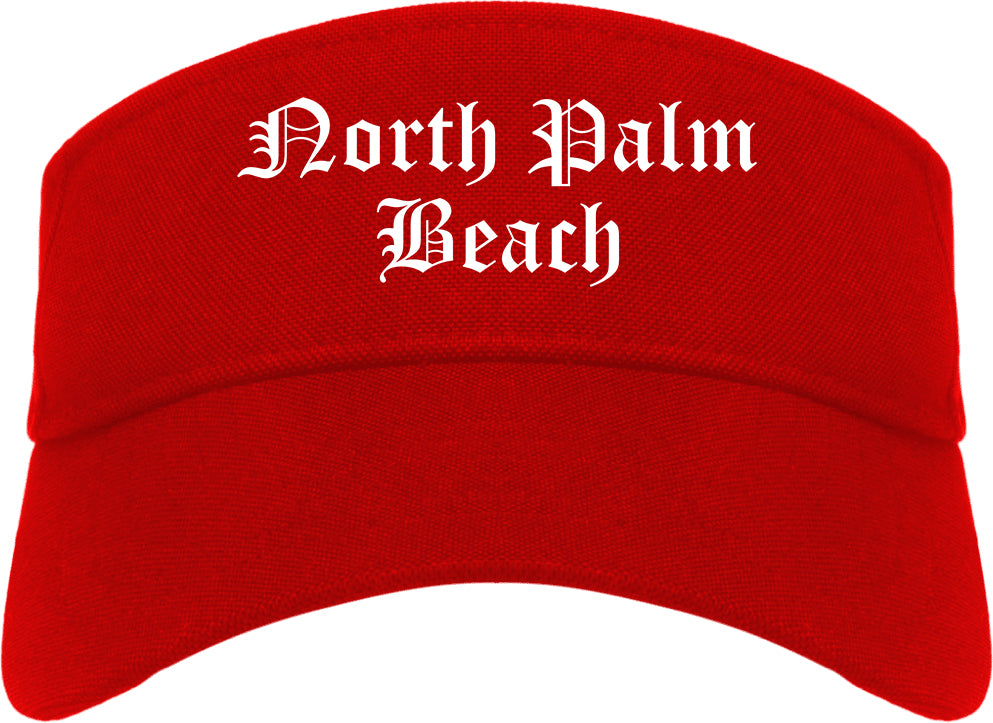North Palm Beach Florida FL Old English Mens Visor Cap Hat Red