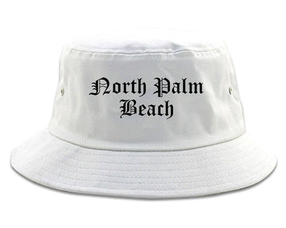 North Palm Beach Florida FL Old English Mens Bucket Hat White
