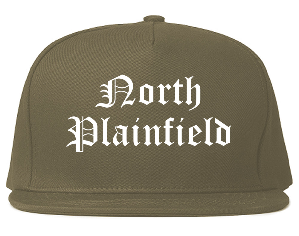 North Plainfield New Jersey NJ Old English Mens Snapback Hat Grey