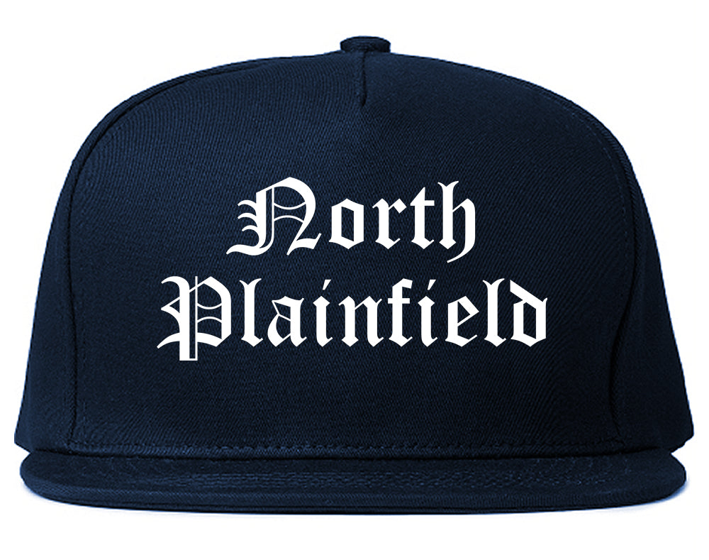 North Plainfield New Jersey NJ Old English Mens Snapback Hat Navy Blue