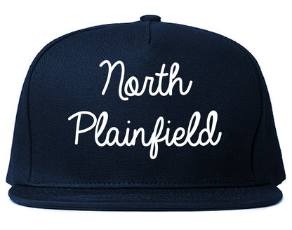 North Plainfield New Jersey NJ Script Mens Snapback Hat Navy Blue