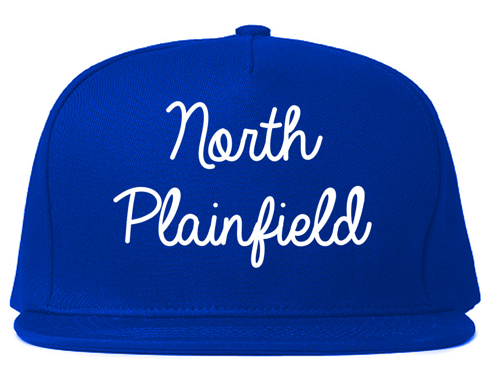 North Plainfield New Jersey NJ Script Mens Snapback Hat Royal Blue