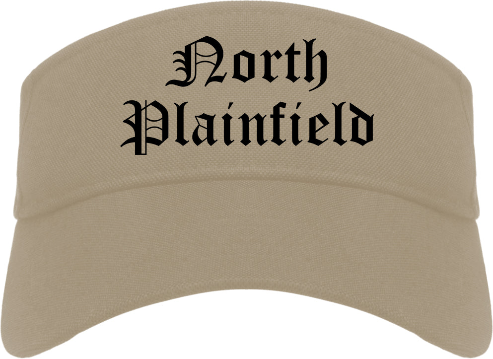 North Plainfield New Jersey NJ Old English Mens Visor Cap Hat Khaki