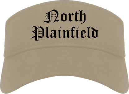 North Plainfield New Jersey NJ Old English Mens Visor Cap Hat Khaki