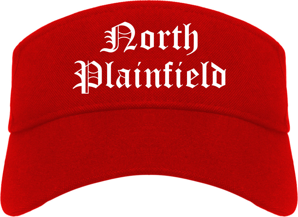 North Plainfield New Jersey NJ Old English Mens Visor Cap Hat Red