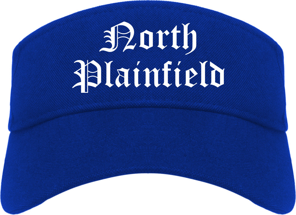North Plainfield New Jersey NJ Old English Mens Visor Cap Hat Royal Blue