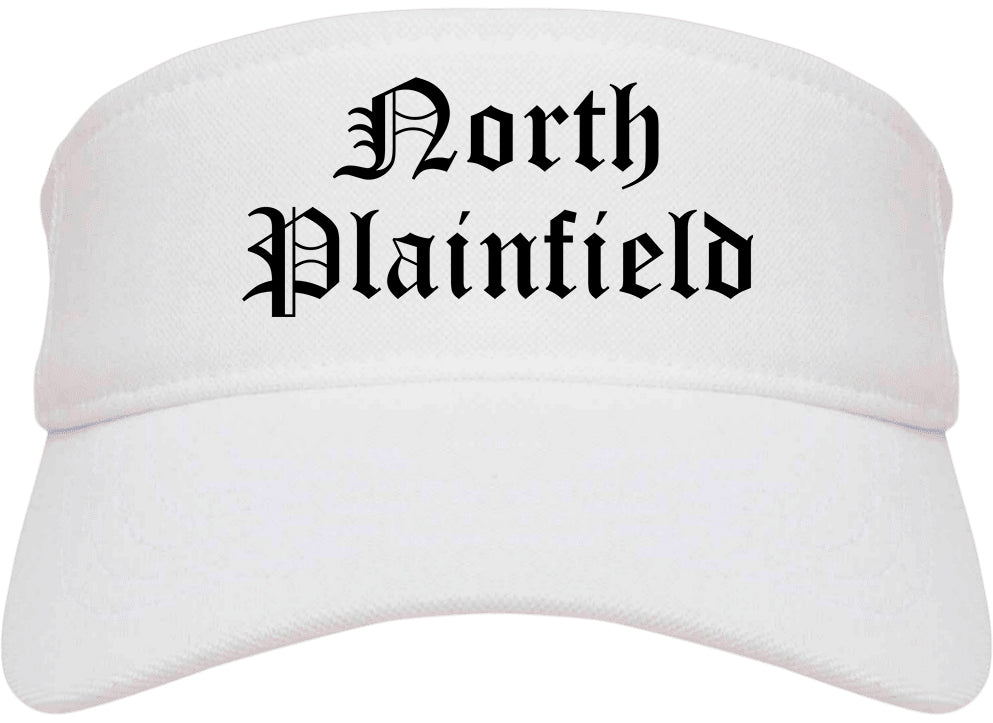 North Plainfield New Jersey NJ Old English Mens Visor Cap Hat White
