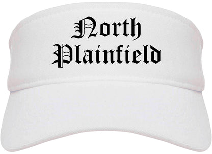 North Plainfield New Jersey NJ Old English Mens Visor Cap Hat White
