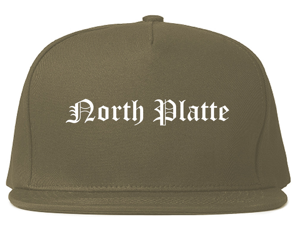 North Platte Nebraska NE Old English Mens Snapback Hat Grey