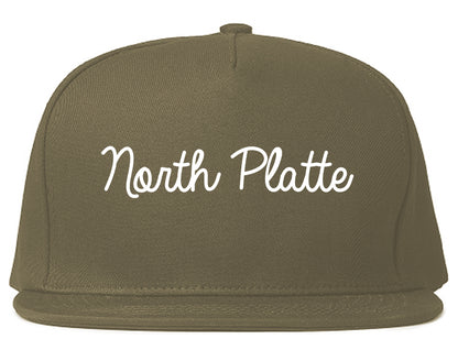 North Platte Nebraska NE Script Mens Snapback Hat Grey
