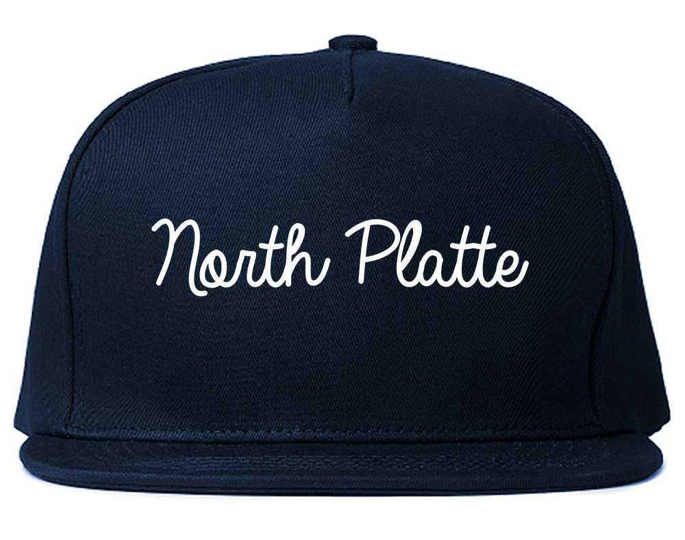North Platte Nebraska NE Script Mens Snapback Hat Navy Blue