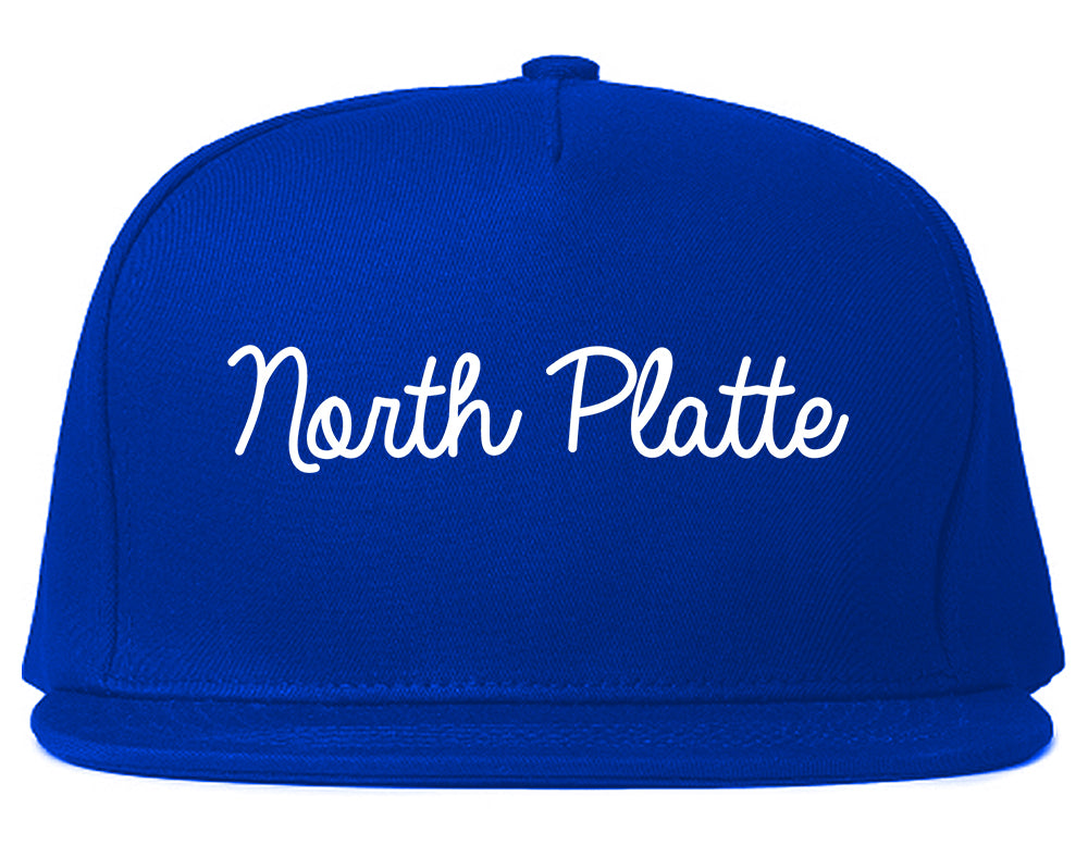North Platte Nebraska NE Script Mens Snapback Hat Royal Blue