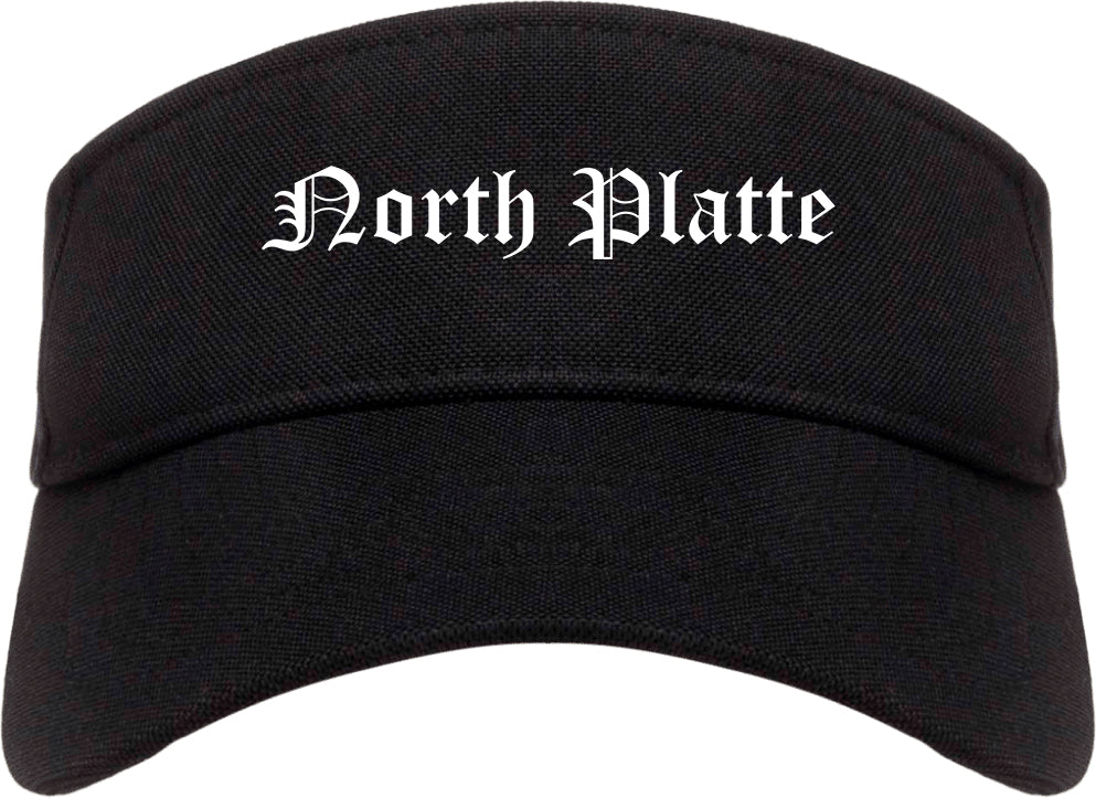 North Platte Nebraska NE Old English Mens Visor Cap Hat Black