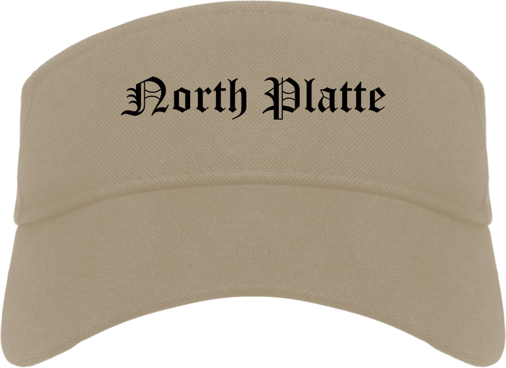 North Platte Nebraska NE Old English Mens Visor Cap Hat Khaki