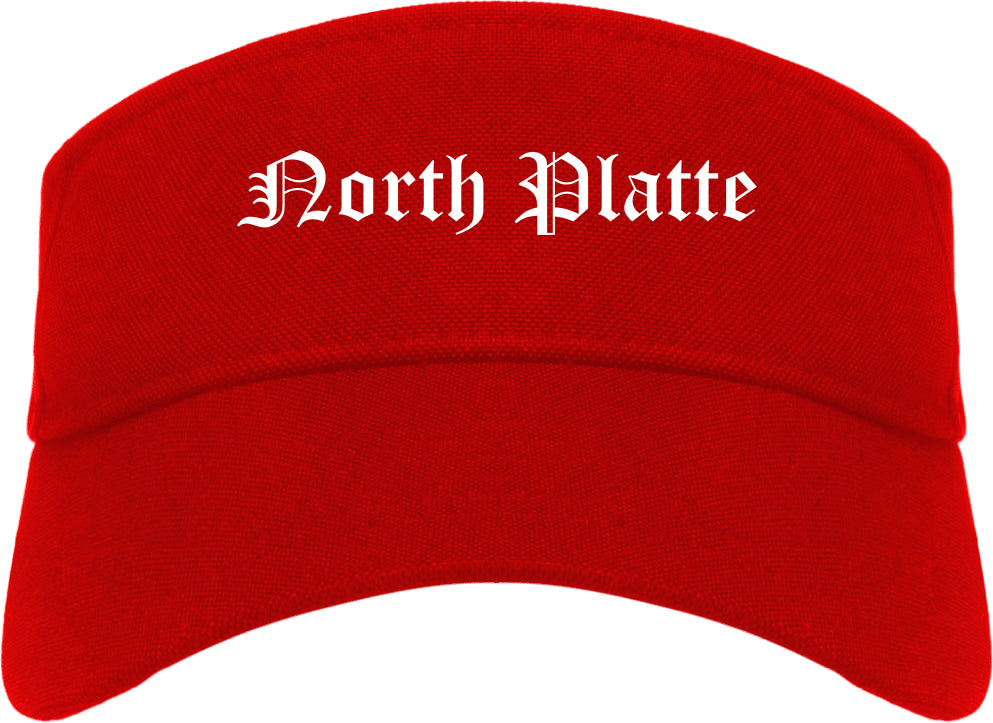 North Platte Nebraska NE Old English Mens Visor Cap Hat Red