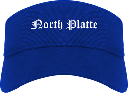 North Platte Nebraska NE Old English Mens Visor Cap Hat Royal Blue