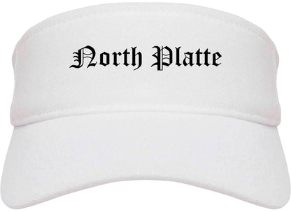 North Platte Nebraska NE Old English Mens Visor Cap Hat White