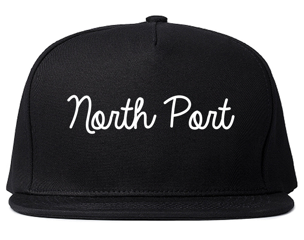 North Port Florida FL Script Mens Snapback Hat Black