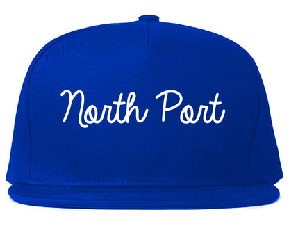 North Port Florida FL Script Mens Snapback Hat Royal Blue
