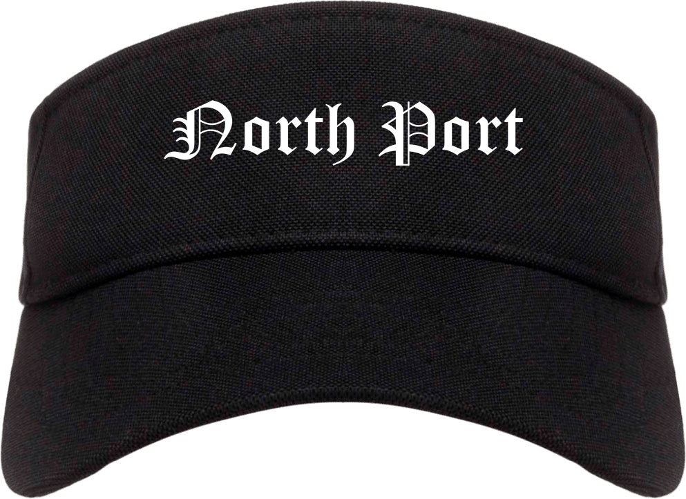 North Port Florida FL Old English Mens Visor Cap Hat Black