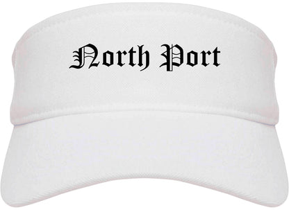 North Port Florida FL Old English Mens Visor Cap Hat White