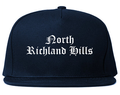 North Richland Hills Texas TX Old English Mens Snapback Hat Navy Blue