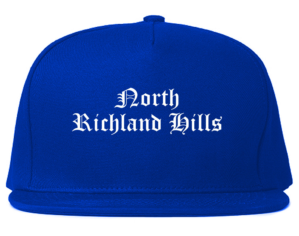 North Richland Hills Texas TX Old English Mens Snapback Hat Royal Blue