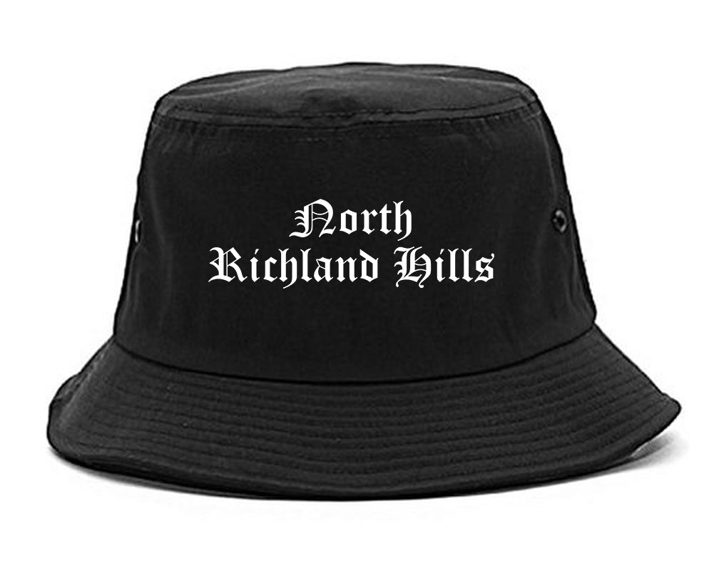 North Richland Hills Texas TX Old English Mens Bucket Hat Black