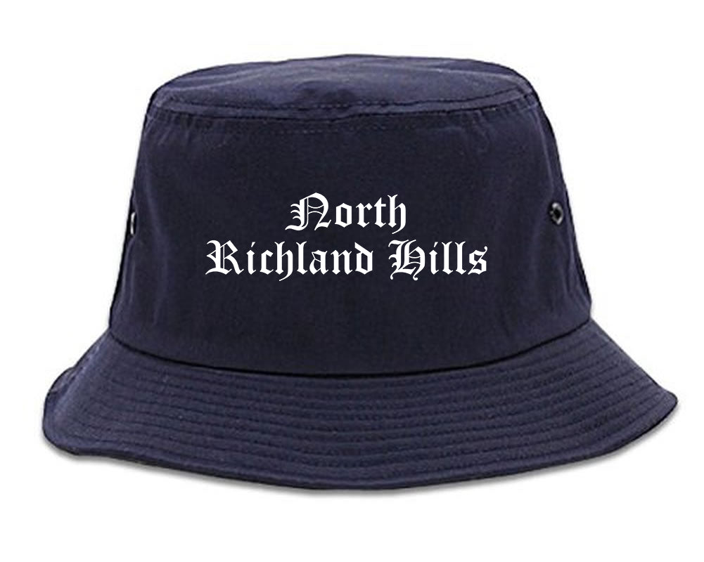 North Richland Hills Texas TX Old English Mens Bucket Hat Navy Blue
