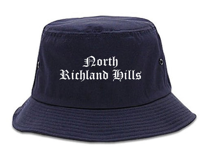 North Richland Hills Texas TX Old English Mens Bucket Hat Navy Blue