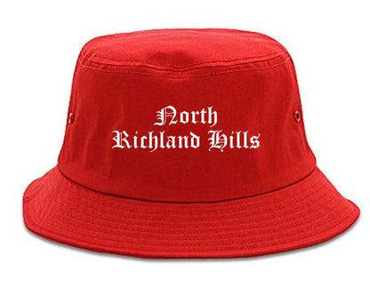 North Richland Hills Texas TX Old English Mens Bucket Hat Red