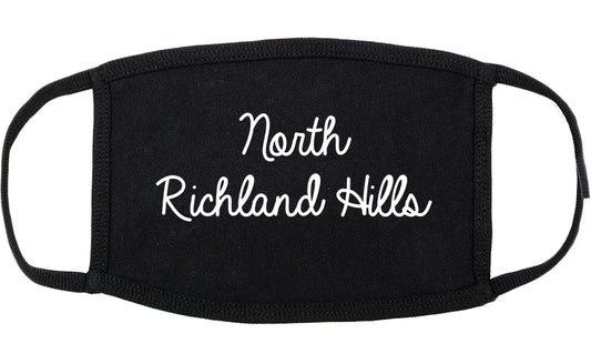 North Richland Hills Texas TX Script Cotton Face Mask Black