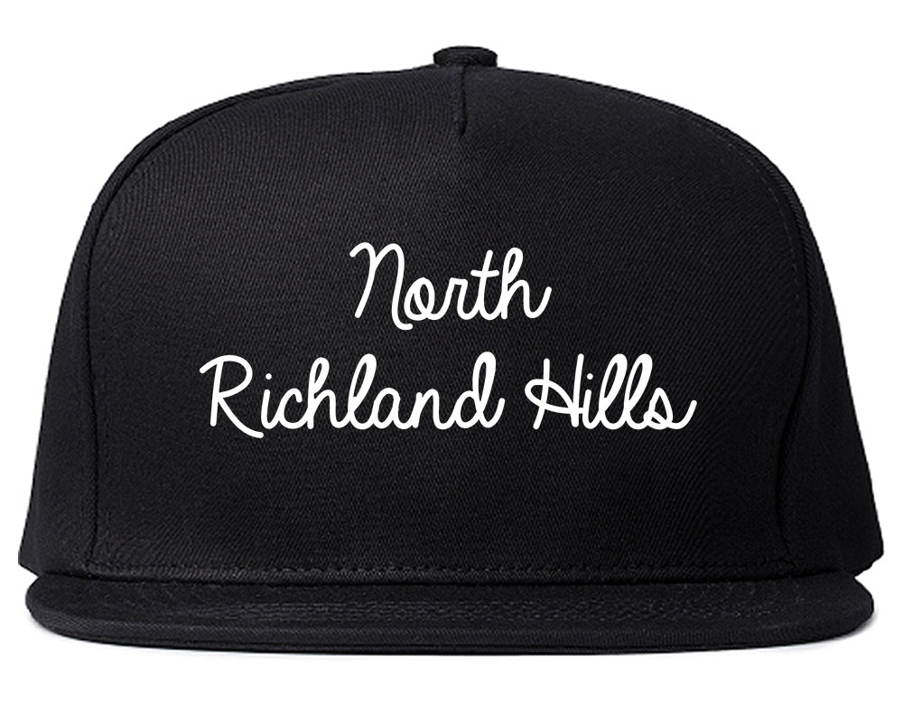 North Richland Hills Texas TX Script Mens Snapback Hat Black