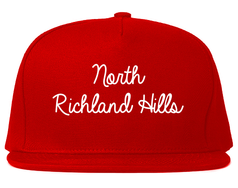 North Richland Hills Texas TX Script Mens Snapback Hat Red
